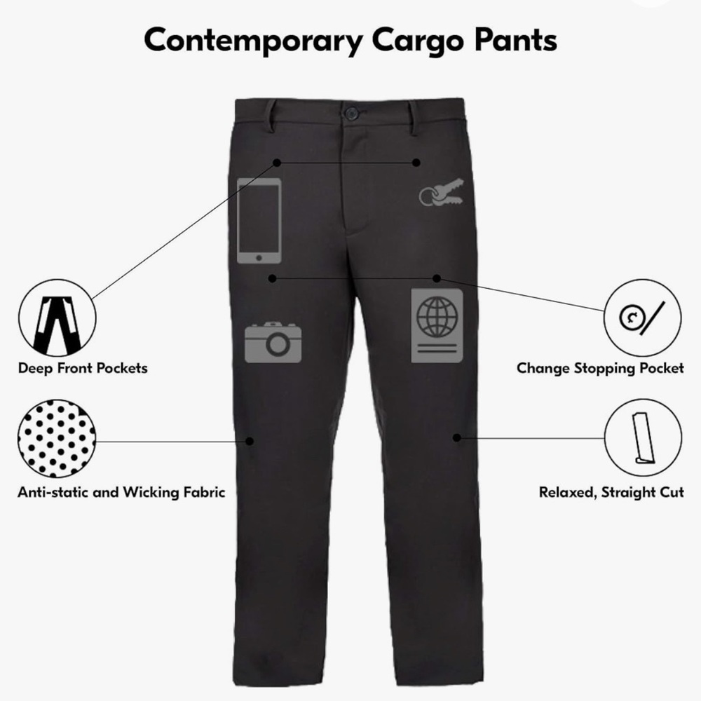 NEW BLACK SCOTTeVEST CONTEMPORARY CARGO PANTS - NEW IN PACKAGE - 42/32